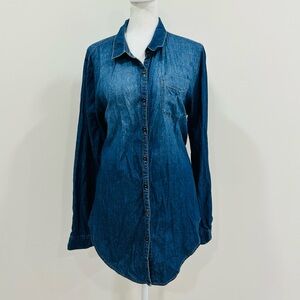 Love Nation Women’s Jeans Blue Blouse‎ Tunic Size L